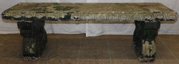Three Part Antique Cast Concrete Bench