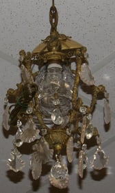 Bronze & Crystal One Light Foyer Chandelier