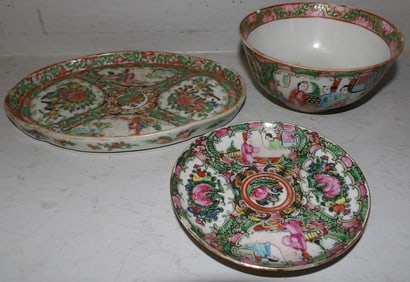 Lot of Antique Rose Medallion Items