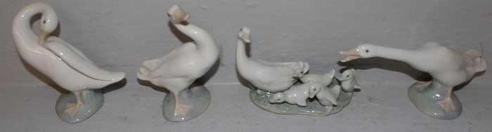 Four Lladro Porcelain Duck Figurines