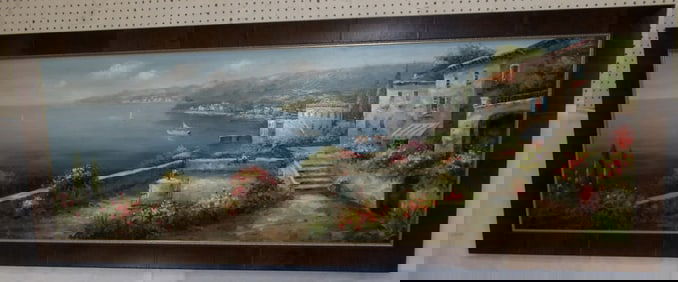 Framed Oil on Canvas Mediterranean Scene Artist Signed