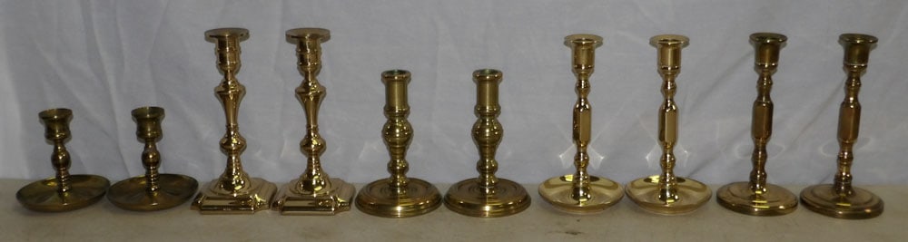 Lot of Brass Candlesticks (1 of 6)