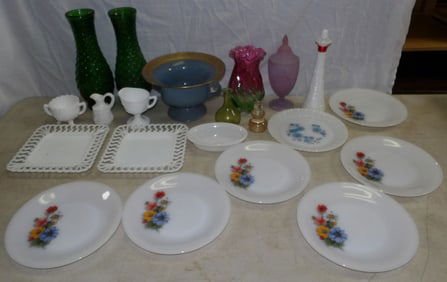 Lot of Colored Glass Items