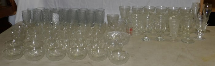 Lot of Vintage Press Glass Tumblers & Stemware