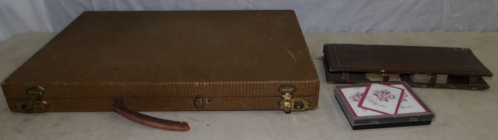 Lot of Cribbage Game, Poker Chips, & Vintage Cards
