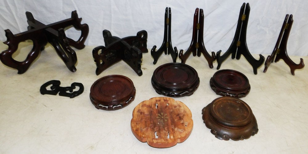 Lot of Oriental Teak Wood Stands (1 of 5)