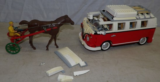 Lot of Vintage Winding Toy & Lego Volkswagen Bus