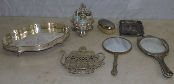Lot of Silverplated Dresser Items