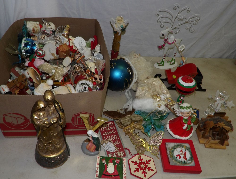 Lot of Christmas Decorative Items: Lot of Christmas Decorative Items . Up to 11" H 4" Dia. ALL DESCRIPTIONS AND ANY CONDITION STATEMENT GIVEN BY LANGSTON AUCTION GALLERY ARE STRICTLY OPINIONS AND LANGSTON'S SHALL HAVE NO RESPONSIBILITY
