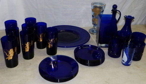 Lot of Cobalt Blue Glass Items