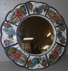 hand painted porcelain framed mirror