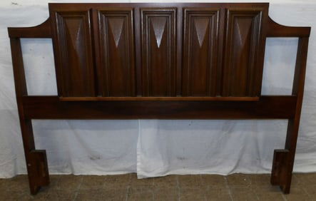 walnut mid century modern full size headboard