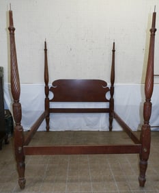 carved mahogany four post queen size bed with rails