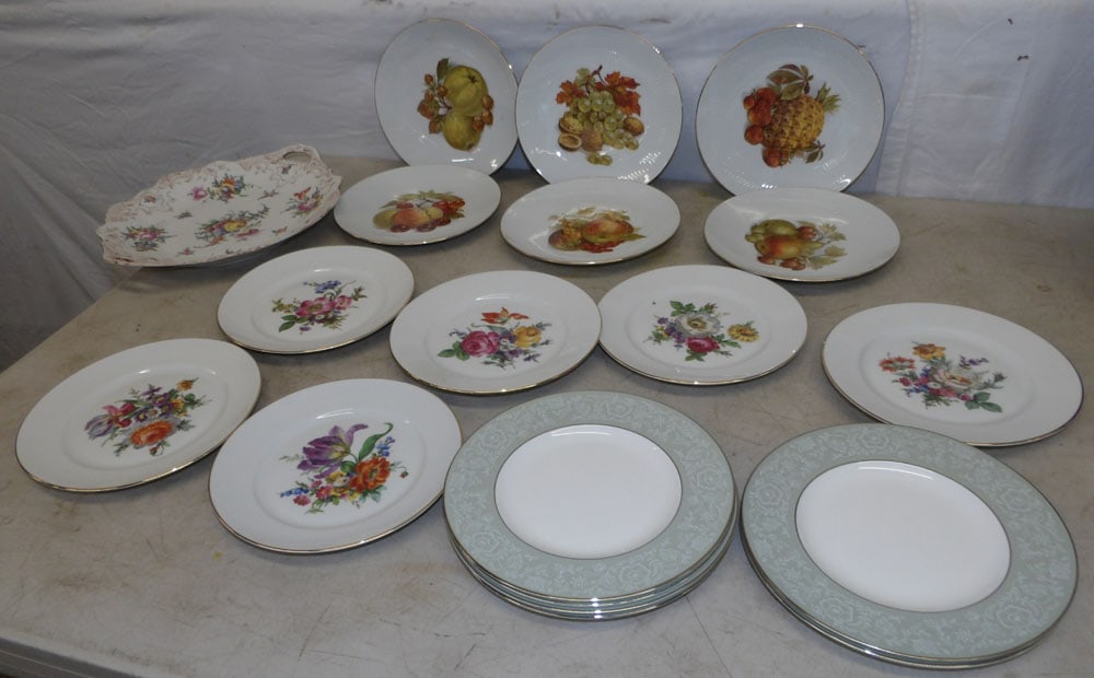 Lot of German, Royal Worcester, Plates & Dresden Porcelain Platter (1 of 7)