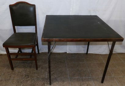 antique mahogany folding card table & chair by Ferguson Brothers