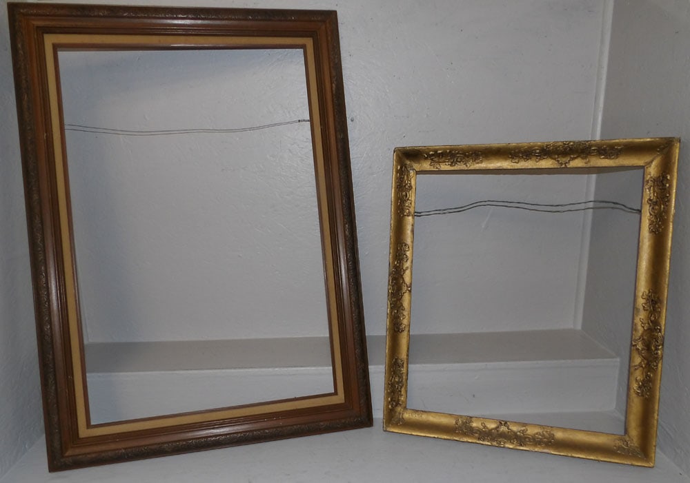 two antique frames: two antique frames . Up to 43" x 31" ALL DESCRIPTIONS AND ANY CONDITION STATEMENT GIVEN BY LANGSTON AUCTION GALLERY ARE STRICTLY OPINIONS AND LANGSTON'S SHALL HAVE NO RESPONSIBILITY FOR ERRORS OR OMIS