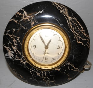 mid century modern marble electric clock by Chelsea