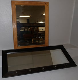 oak framed mirror and cherry framed mirror rack