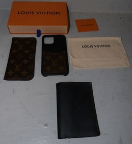 Leather Phone Cases Marked Louis Vuitton & Burberry in Box