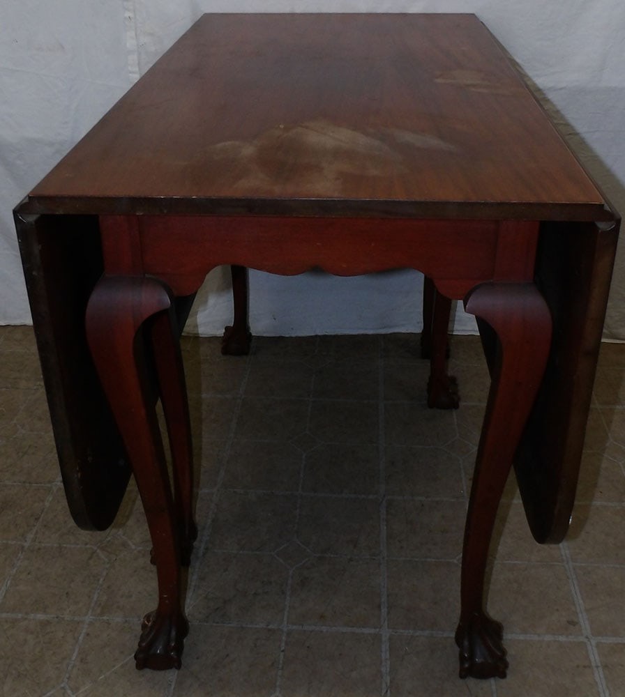 antique mahogany drop leaf dining table with ball and claw feet (1 of 5)