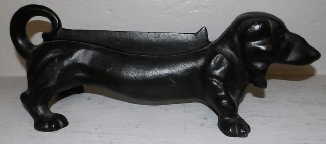 painted cast aluminum dachshund boot scraper