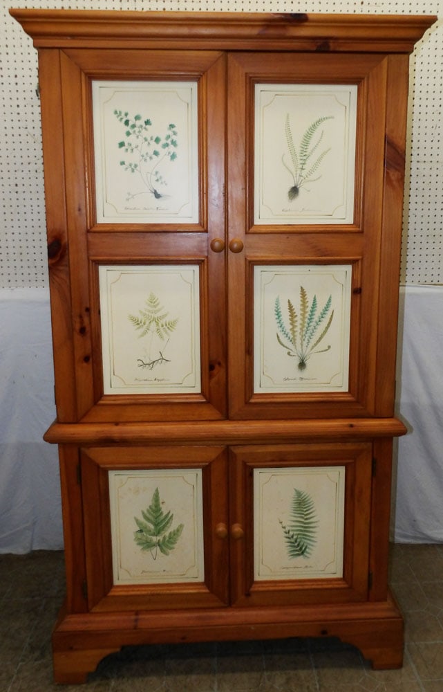 Botanical Paint Decorated Pine Entertainment Center (1 of 10)