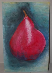 Painted Board Pear Still Life