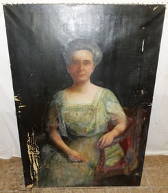 Antique Oil on Canvas Portrait of Mrs. Sadie Tucker Williamson, Raleigh N.C.