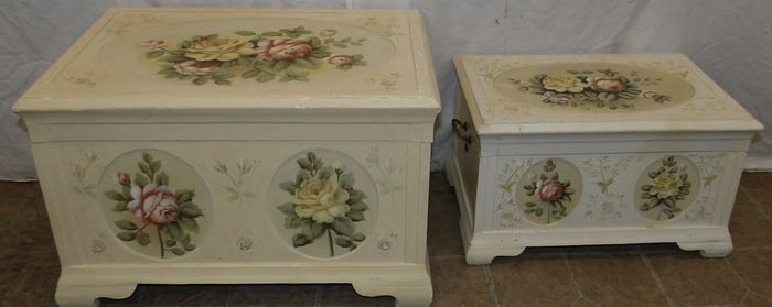 Two Paint Decorated Wood Boxes