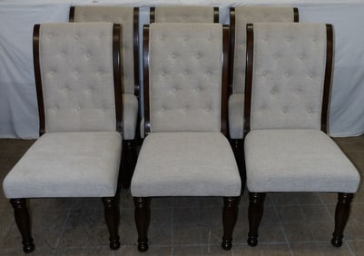 Set of Six Cherry & Upholstered Dining Chairs