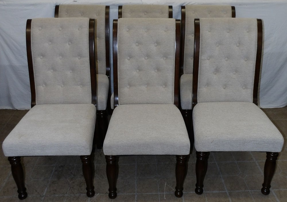 Set of Six Cherry & Upholstered Dining Chairs (1 of 8)