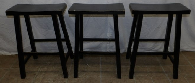 Three Painted Wood Stools