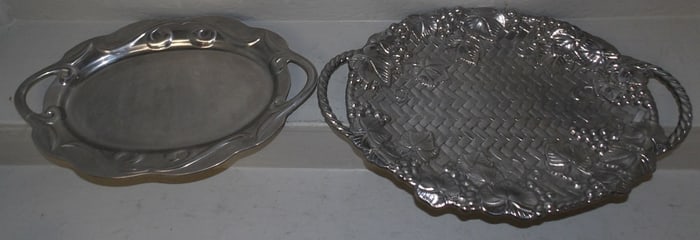 Two Cast Aluminum Serving Trays, (One by Lenox)