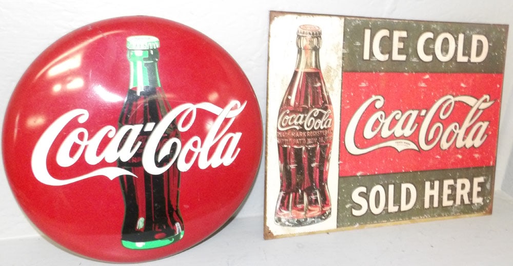 Two Painted Metal Coca Cola Signs (1 of 2)