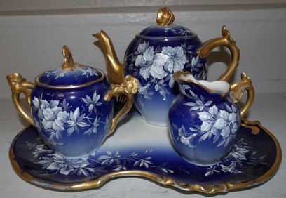 Painted French Porcelain Tea Set
