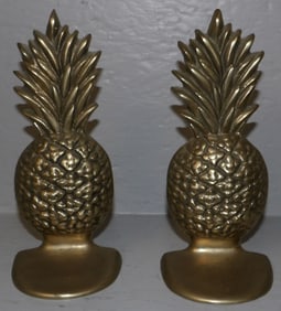 Pair of Cast Brass Pineapple Bookends