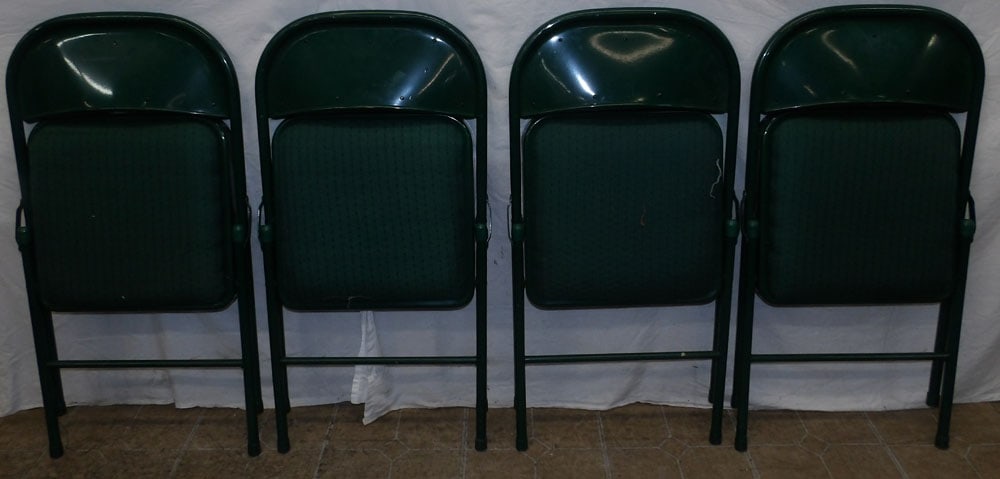 Lot of Metal Folding Chairs: Lot of Metal Folding Chairs . 29" H 18 1/4" W 18" D ALL DESCRIPTIONS AND ANY CONDITION STATEMENT GIVEN BY LANGSTON AUCTION GALLERY ARE STRICTLY OPINIONS AND LANGSTON'S SHALL HAVE NO RESPONSIBILITY FOR