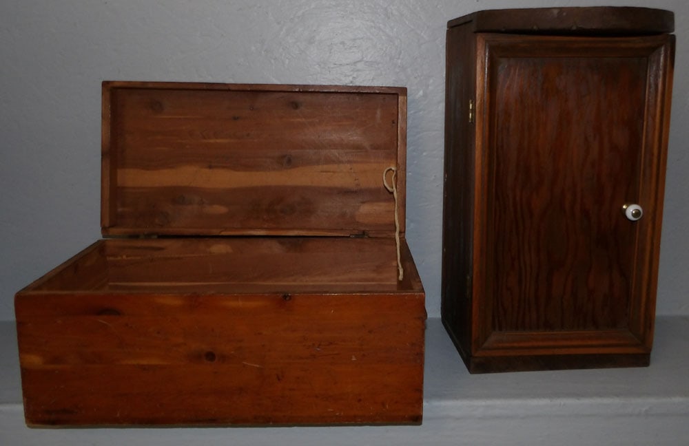 Antique Cherry One Door Cabinet & Cedar Doll Blanket Chest (1 of 5)