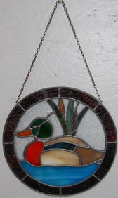 Round Leaded & Stained Glass Mallard Duck Sun Catcher