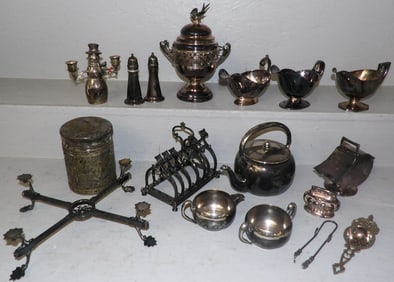 Lot of Ornate Antique & Vintage Silverplated Items