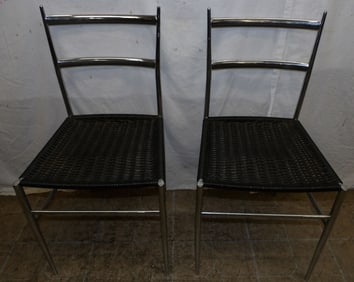 Pair of Mid Century Chrome Italian Side Chairs
