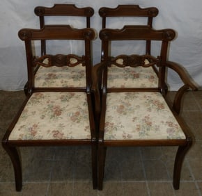 Set of Four Carved Mahogany Dining Chairs