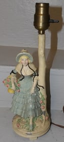hand painted spelter figural lamp