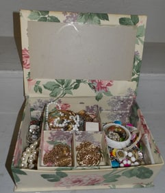 lot of costume jewelry in box