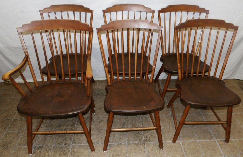 set of 6 maple Windsor dining chairs (1 of 7)