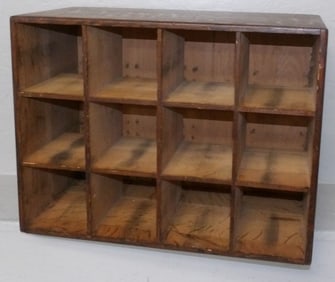 antique oak cubic shelf by "Macey"