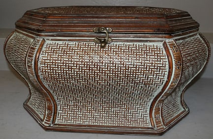 distressed painted rattan box
