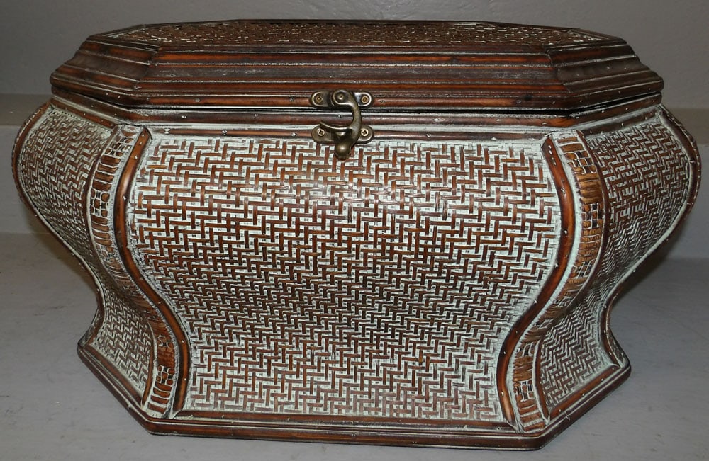 distressed painted rattan box (1 of 9)