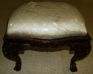 carved mahogany bench with ball and claw feet