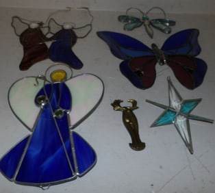 lot of leaded stain glass sun catchers